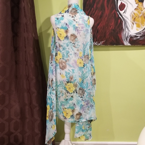 NWOT Open Front Multi-color Sheer Swimsuit Coverup - Picture 3 of 5